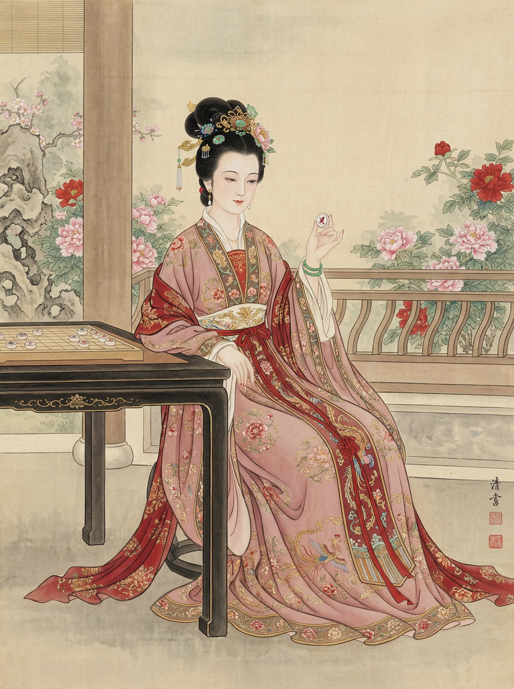 宫廷仕女弈棋图 - 瓦力棋牌 后宫佳丽