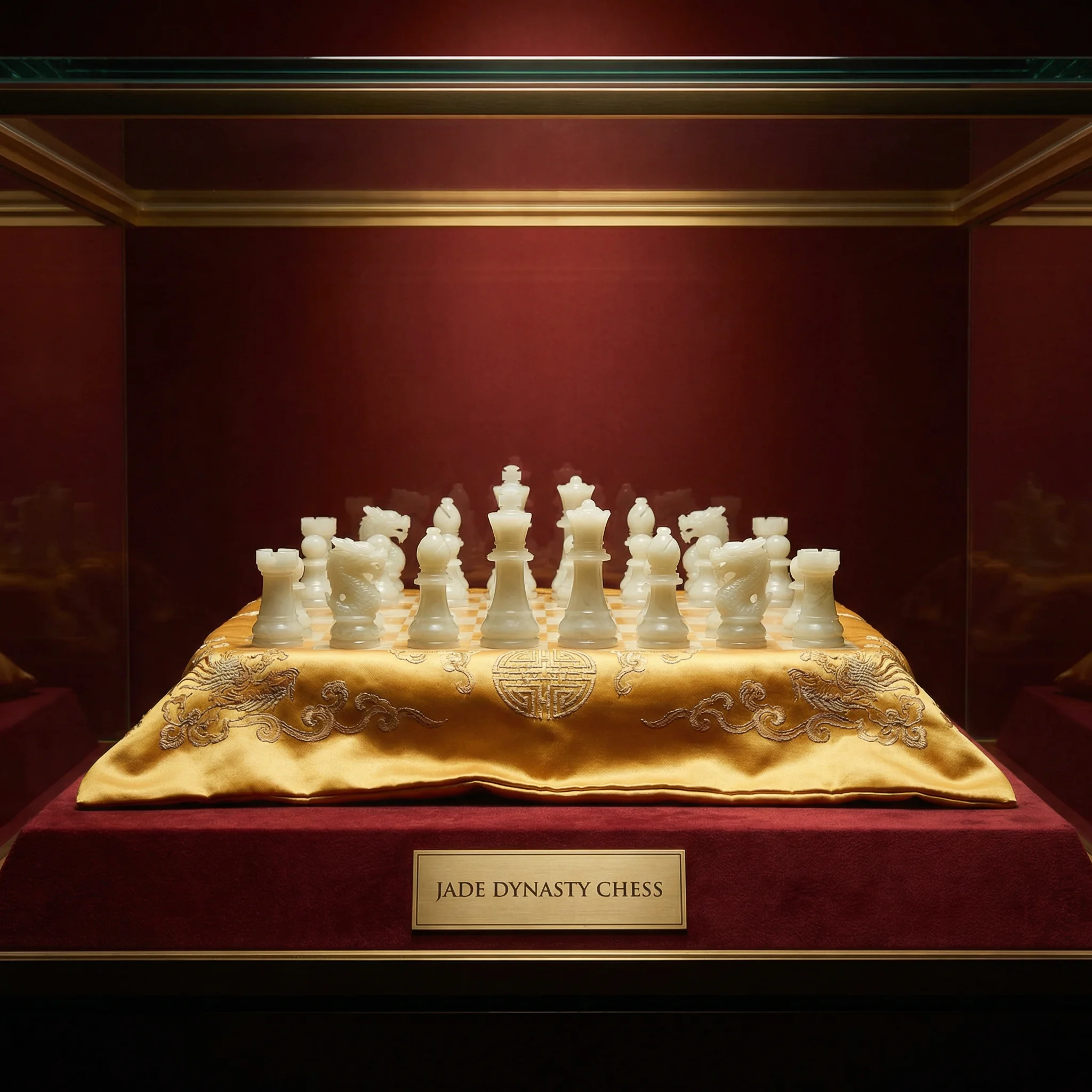 和田玉雕琢的宫廷棋盘，展示精美的 瓦力棋牌